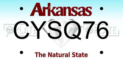 CYSQ76 Arkansas License Plate