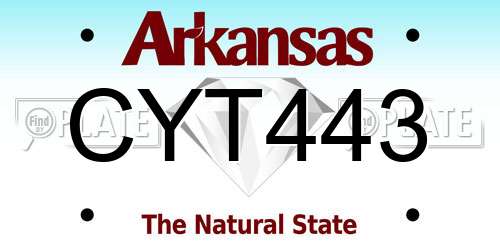 CYT443 Arkansas License Plate