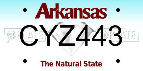 CYZ443 Arkansas License Plate