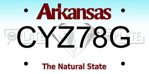 CYZ78G Arkansas License Plate