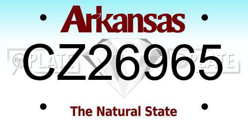 CZ26965 Arkansas License Plate