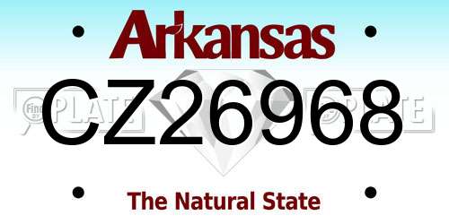 CZ26968 Arkansas License Plate
