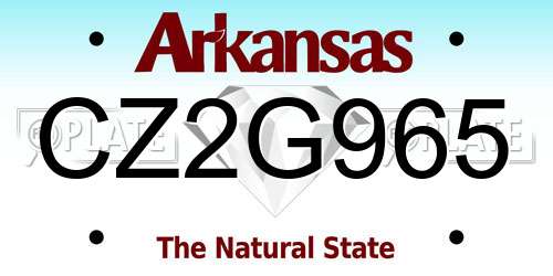 CZ2G965 Arkansas License Plate