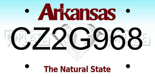 CZ2G968 Arkansas License Plate