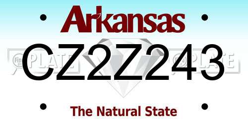 CZ2Z243 Arkansas License Plate