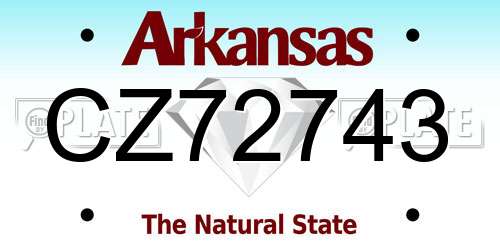CZ72743 Arkansas License Plate