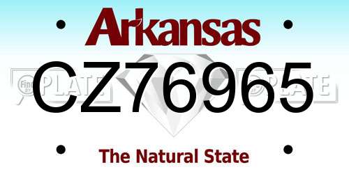CZ76965 Arkansas License Plate