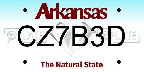 CZ7B3D Arkansas License Plate