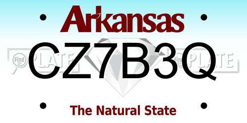 CZ7B3Q Arkansas License Plate