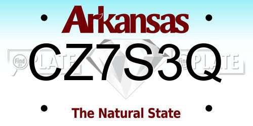 CZ7S3Q Arkansas License Plate