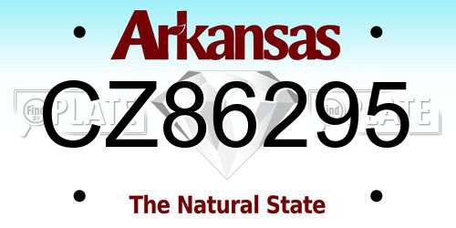 CZ86295 Arkansas License Plate