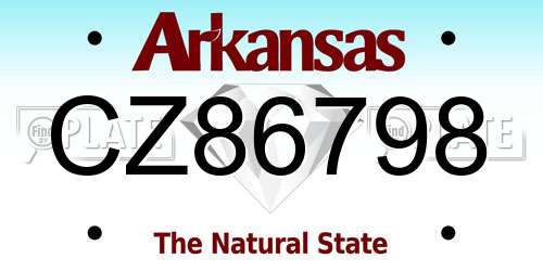 CZ86798 Arkansas License Plate