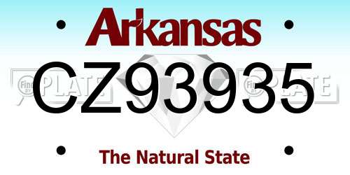CZ93935 Arkansas License Plate