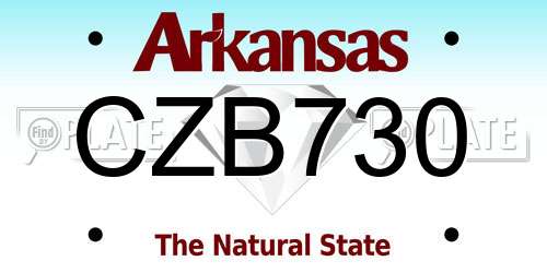 CZB730 Arkansas License Plate