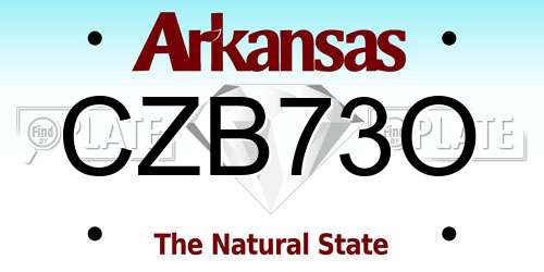 CZB73O Arkansas License Plate