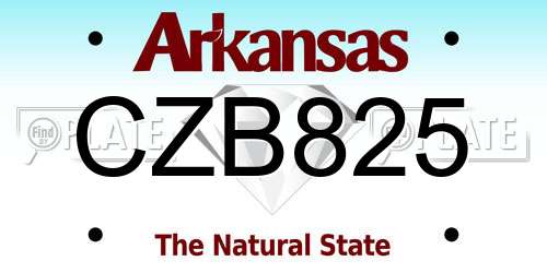 CZB825 Arkansas License Plate