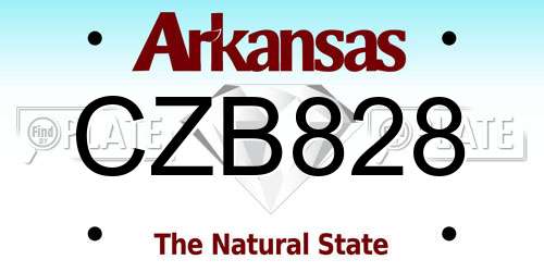 CZB828 Arkansas License Plate
