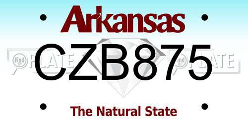 CZB875 Arkansas License Plate