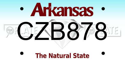 CZB878 Arkansas License Plate