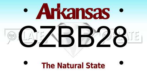 CZBB28 Arkansas License Plate