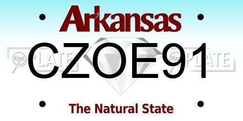 CZOE91 Arkansas License Plate
