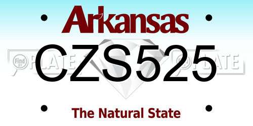 CZS525 Arkansas License Plate