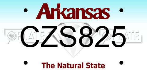 CZS825 Arkansas License Plate
