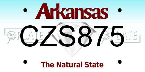 CZS875 Arkansas License Plate