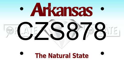 CZS878 Arkansas License Plate