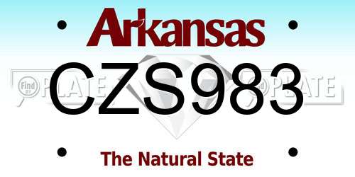 CZS983 Arkansas License Plate