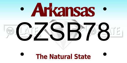CZSB78 Arkansas License Plate