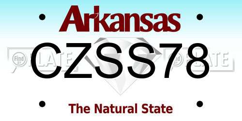 CZSS78 Arkansas License Plate