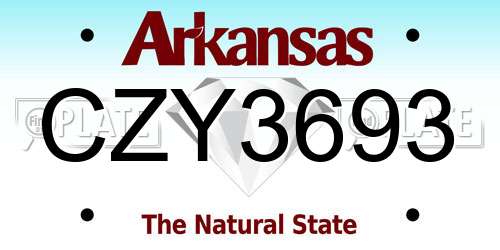 CZY3693 Arkansas License Plate