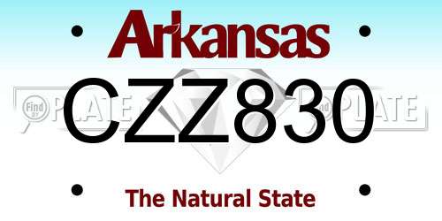 CZZ830 Arkansas License Plate