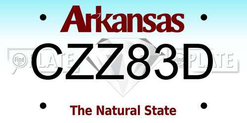 CZZ83D Arkansas License Plate