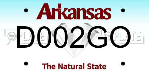 D002GO Arkansas License Plate