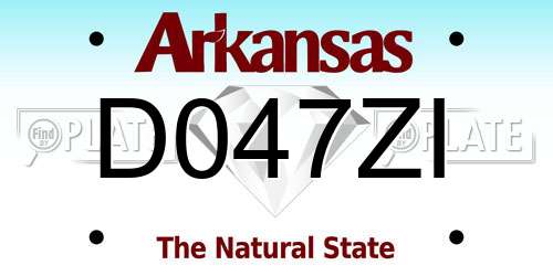 D047ZI Arkansas License Plate