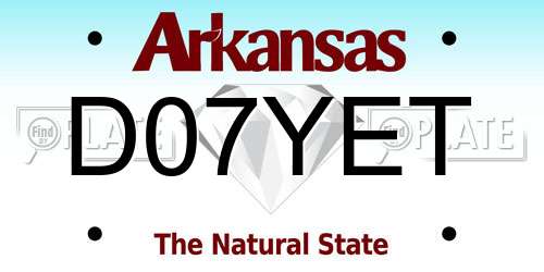 D07YET Arkansas License Plate