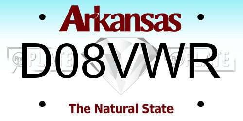 D08VWR Arkansas License Plate