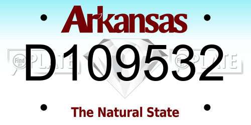 D109532 Arkansas License Plate