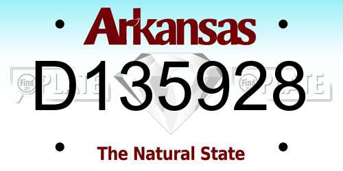 D135928 Arkansas License Plate