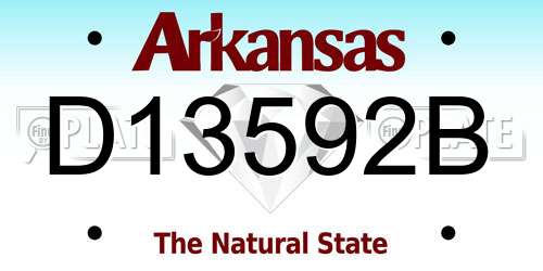 D13592B Arkansas License Plate