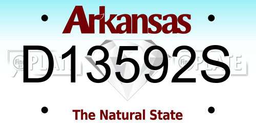 D13592S Arkansas License Plate