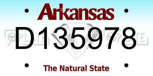 D135978 Arkansas License Plate