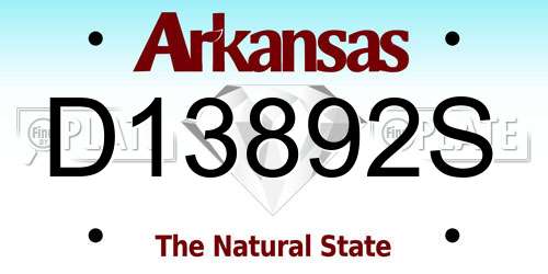 D13892S Arkansas License Plate