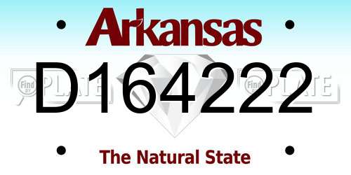 D164222 Arkansas License Plate
