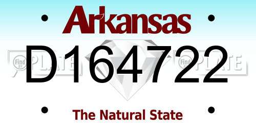D164722 Arkansas License Plate
