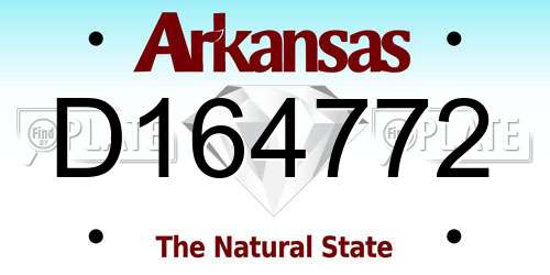 D164772 Arkansas License Plate