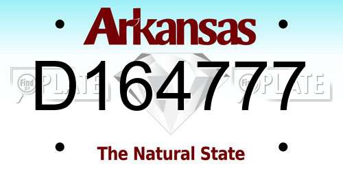 D164777 Arkansas License Plate