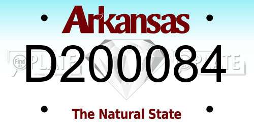 D200084 Arkansas License Plate